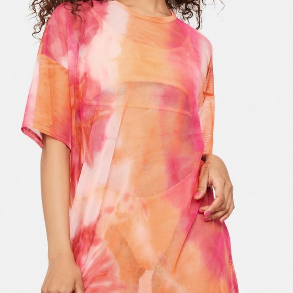 Blue Blush Tie Dye Mesh Tee - Picture 1 of 2